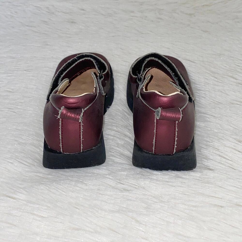 Love Moschino Burgundy Girls Sz 4 Mary Jane Leather Rubber Logo Shoes - Picture 6 of 13